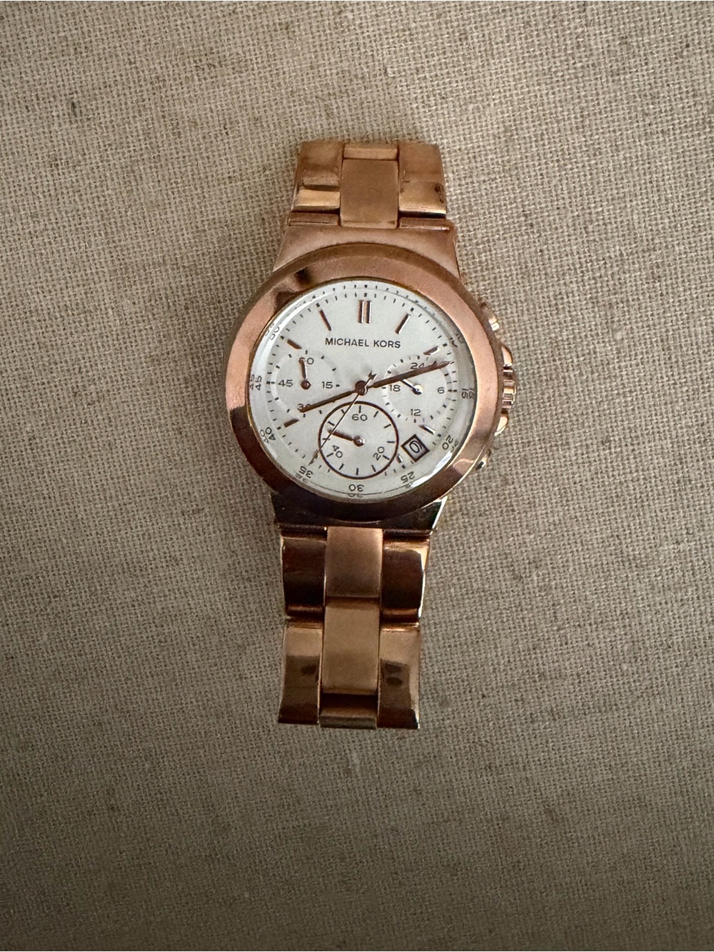 Michael Kors Rosegold Tone Watch with White Dial